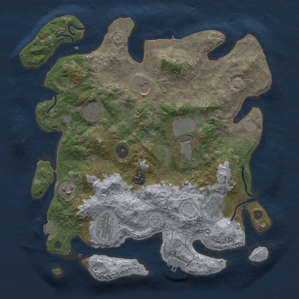 Rust Map: Procedural Map, Size: 3500, Seed: 11326, 16 Monuments
