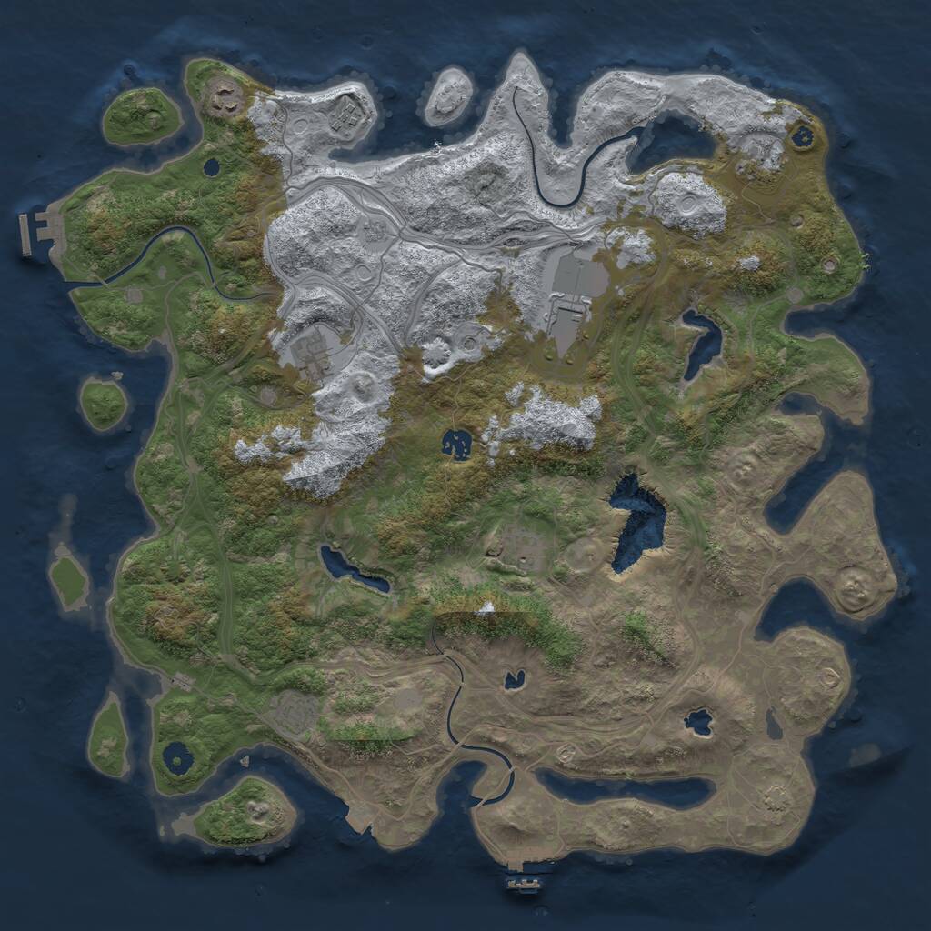 Rust Map: Procedural Map, Size: 4500, Seed: 32020105, 14 Monuments