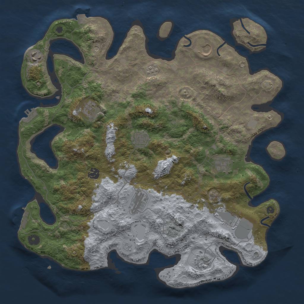 Rust Map: Procedural Map, Size: 4000, Seed: 13822, 18 Monuments