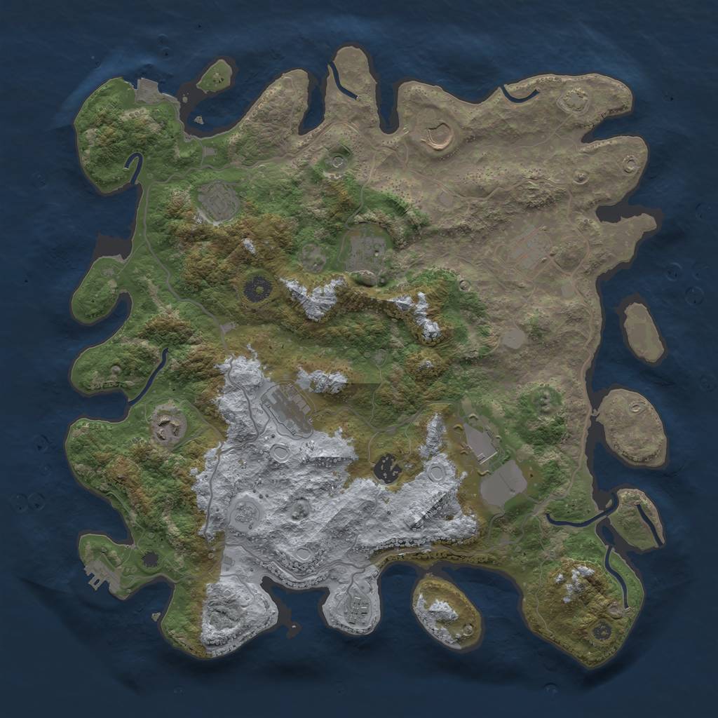 Rust Map: Procedural Map, Size: 4000, Seed: 257262486, 16 Monuments