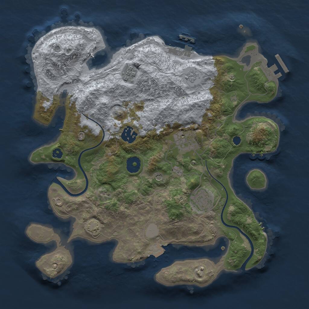Rust Map: Procedural Map, Size: 3000, Seed: 1121918323, 10 Monuments