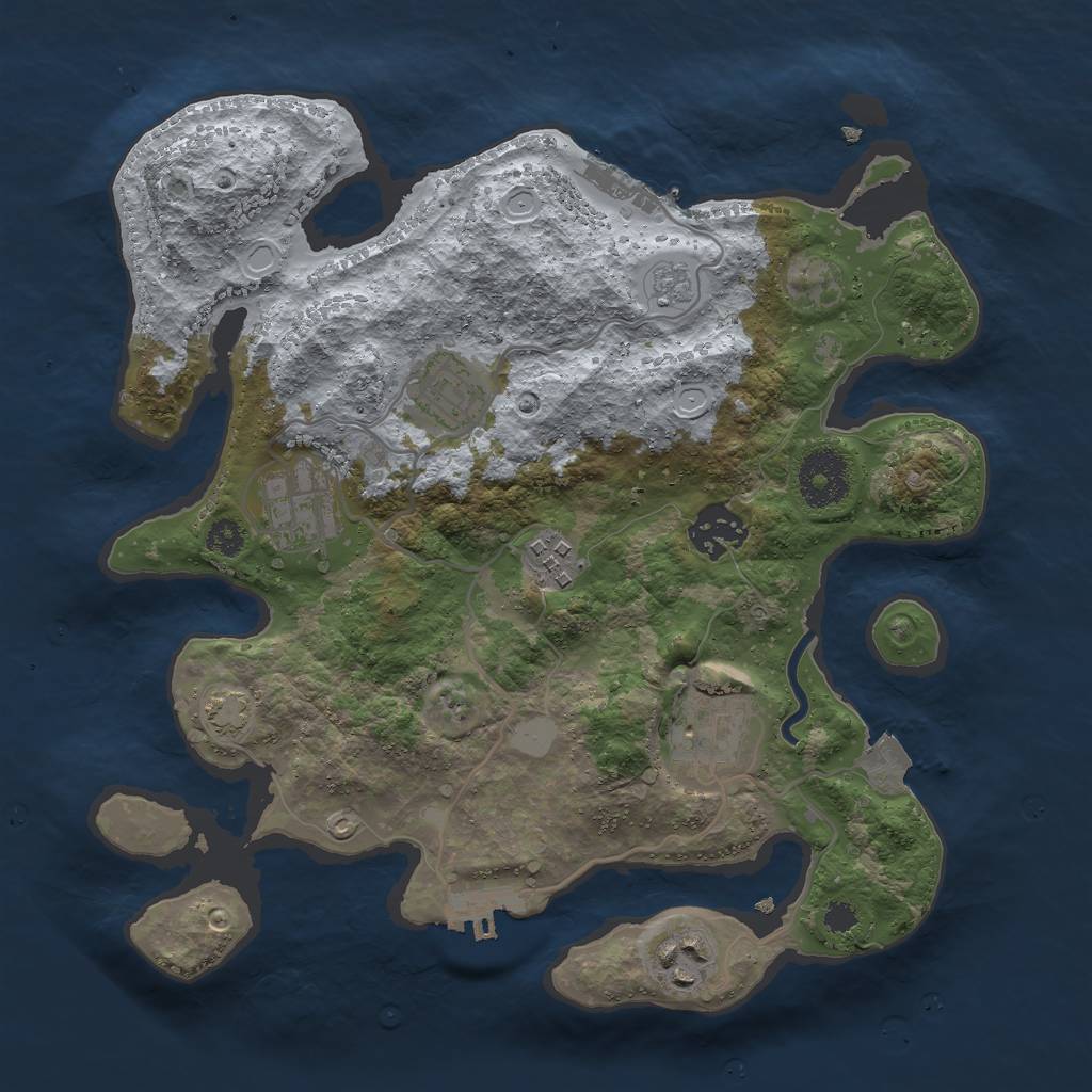 Rust Map: Procedural Map, Size: 3000, Seed: 1121918323, 13 Monuments