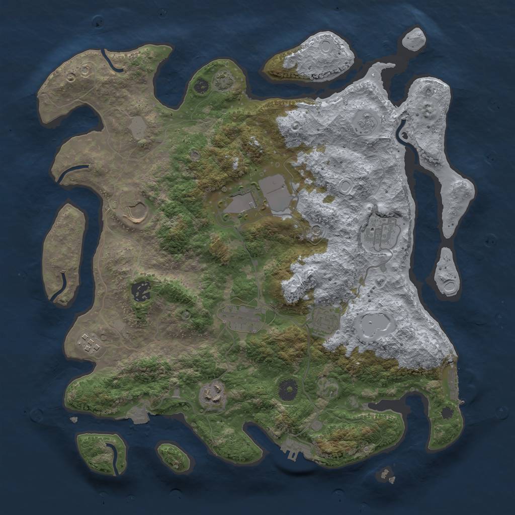 Rust Map: Procedural Map, Size: 3700, Seed: 906811355, 16 Monuments