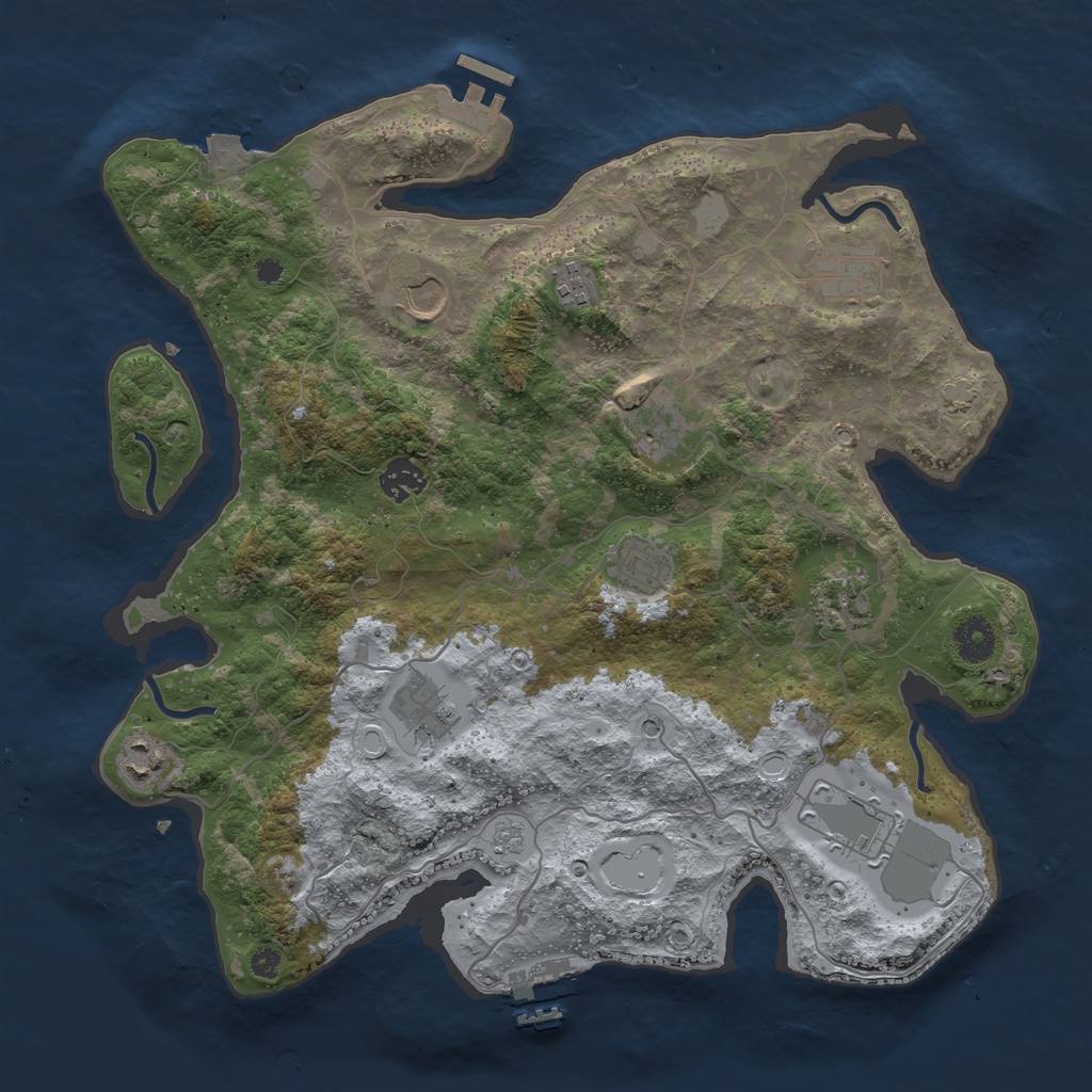 Rust Map: Procedural Map, Size: 3750, Seed: 5102023, 18 Monuments