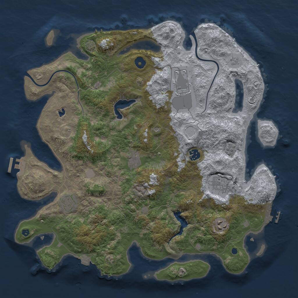 Rust Map: Procedural Map, Size: 4000, Seed: 9146087, 13 Monuments