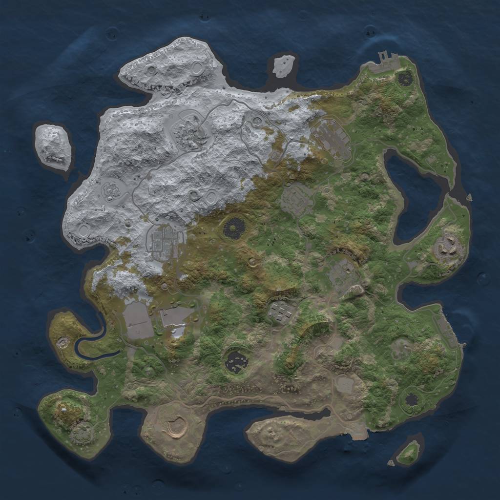 Rust Map: Procedural Map, Size: 3500, Seed: 97219359, 18 Monuments