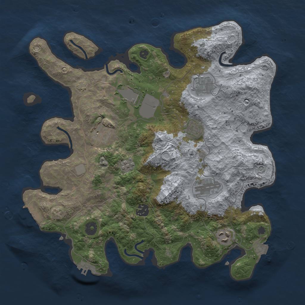 Rust Map: Procedural Map, Size: 3500, Seed: 773211678, 16 Monuments