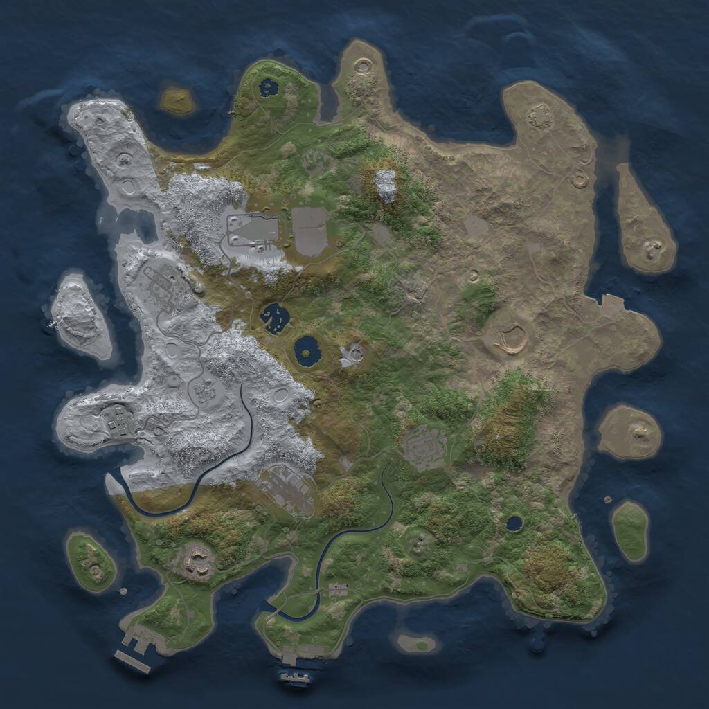 Rust Map: Procedural Map, Size: 3750, Seed: 166444444, 14 Monuments