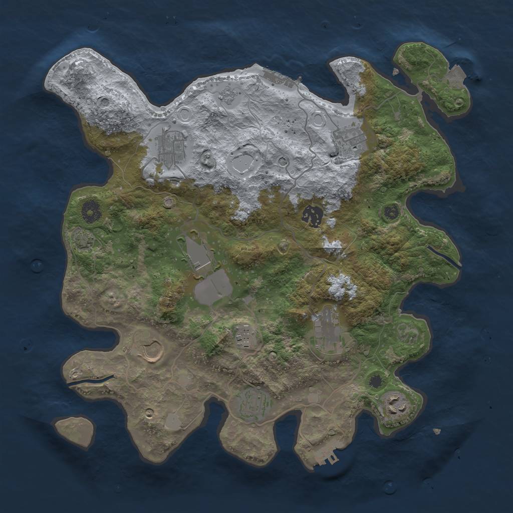 Rust Map: Procedural Map, Size: 3550, Seed: 2054818408, 17 Monuments