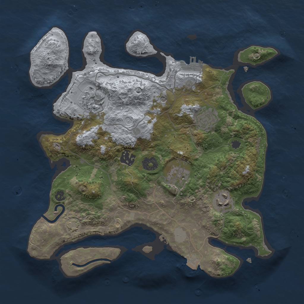 Rust Map: Procedural Map, Size: 3000, Seed: 5345325, 11 Monuments