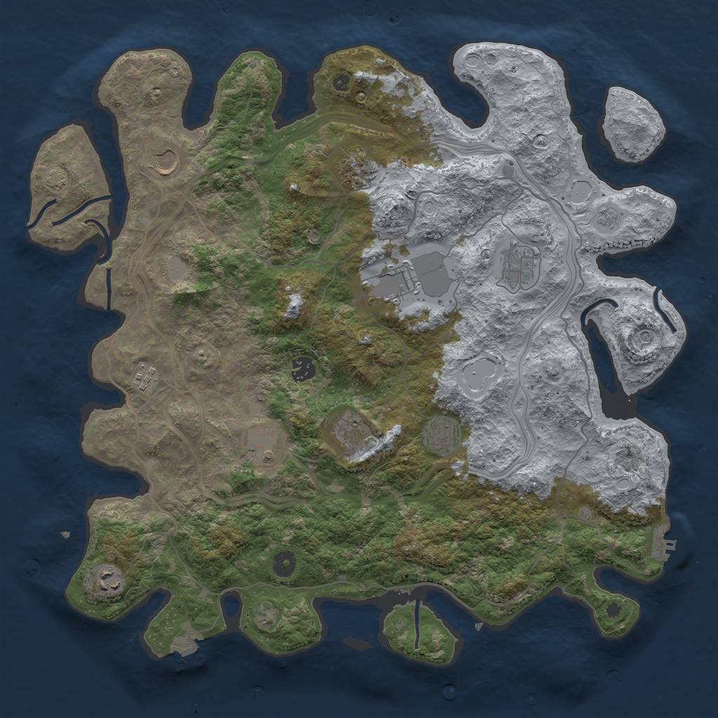 Rust Map: Procedural Map, Size: 4300, Seed: 2123554757, 17 Monuments