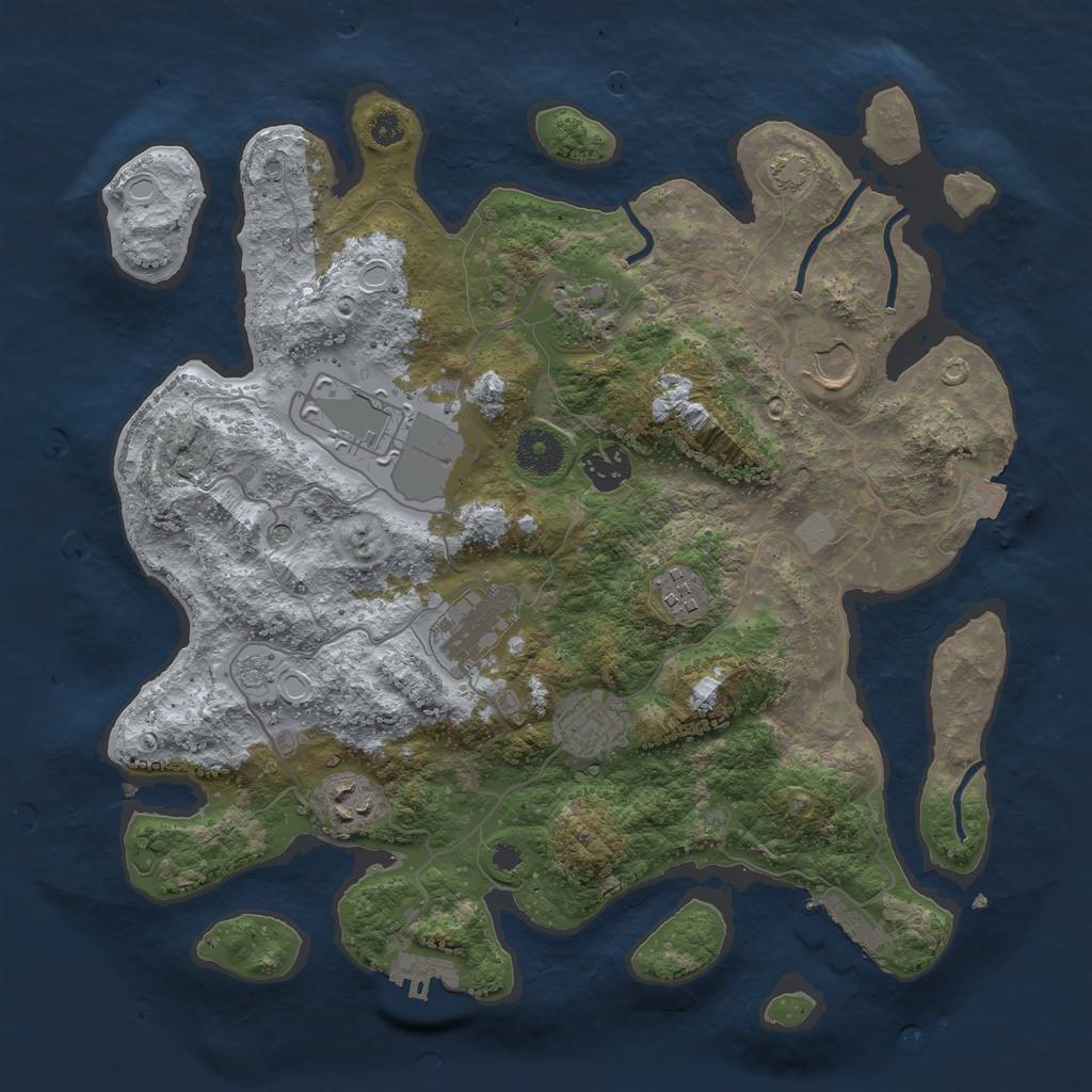 Rust Map: Procedural Map, Size: 3500, Seed: 230574343, 16 Monuments