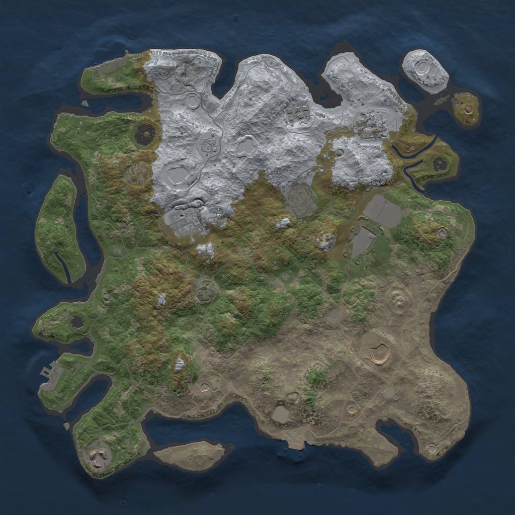 Rust Map: Procedural Map, Size: 3700, Seed: 1583390955, 15 Monuments