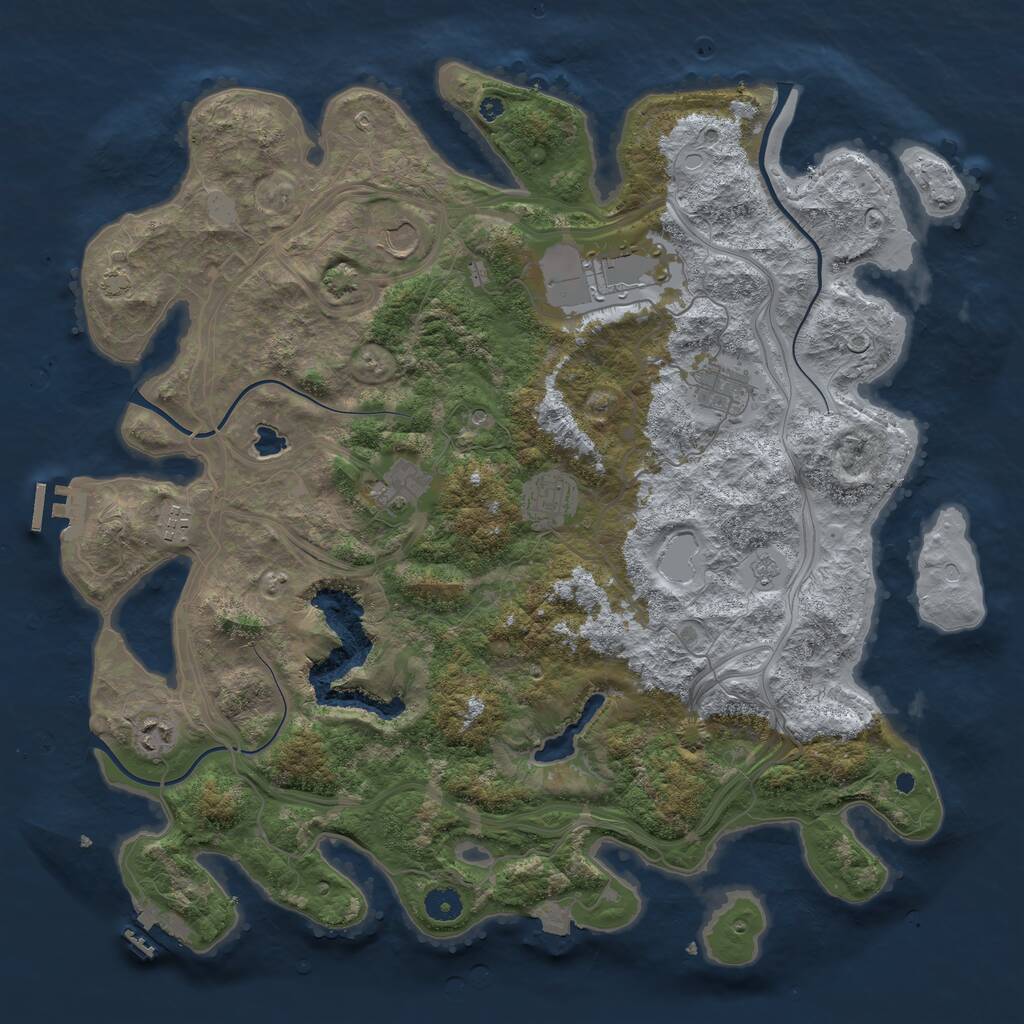 Rust Map: Procedural Map, Size: 4300, Seed: 80574073, 13 Monuments