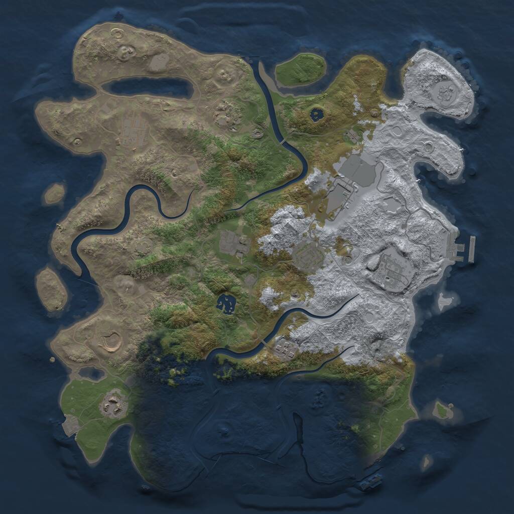 Rust Map: Procedural Map, Size: 3900, Seed: 101141, 16 Monuments