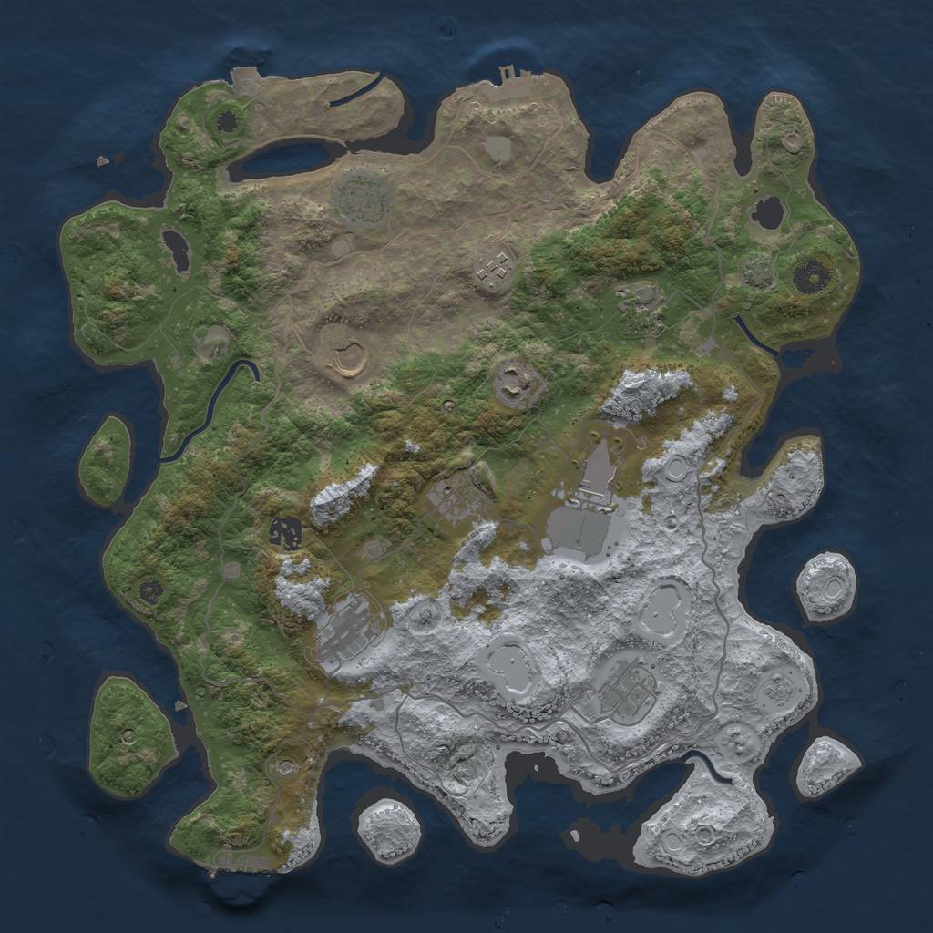 Rust Map: Procedural Map, Size: 4000, Seed: 639957812, 18 Monuments