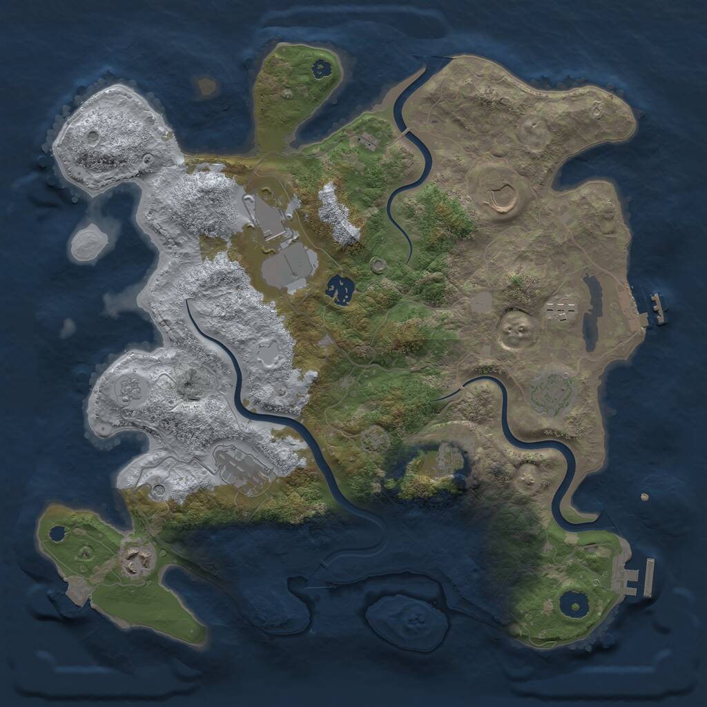 Rust Map: Procedural Map, Size: 3700, Seed: 1245337571, 14 Monuments