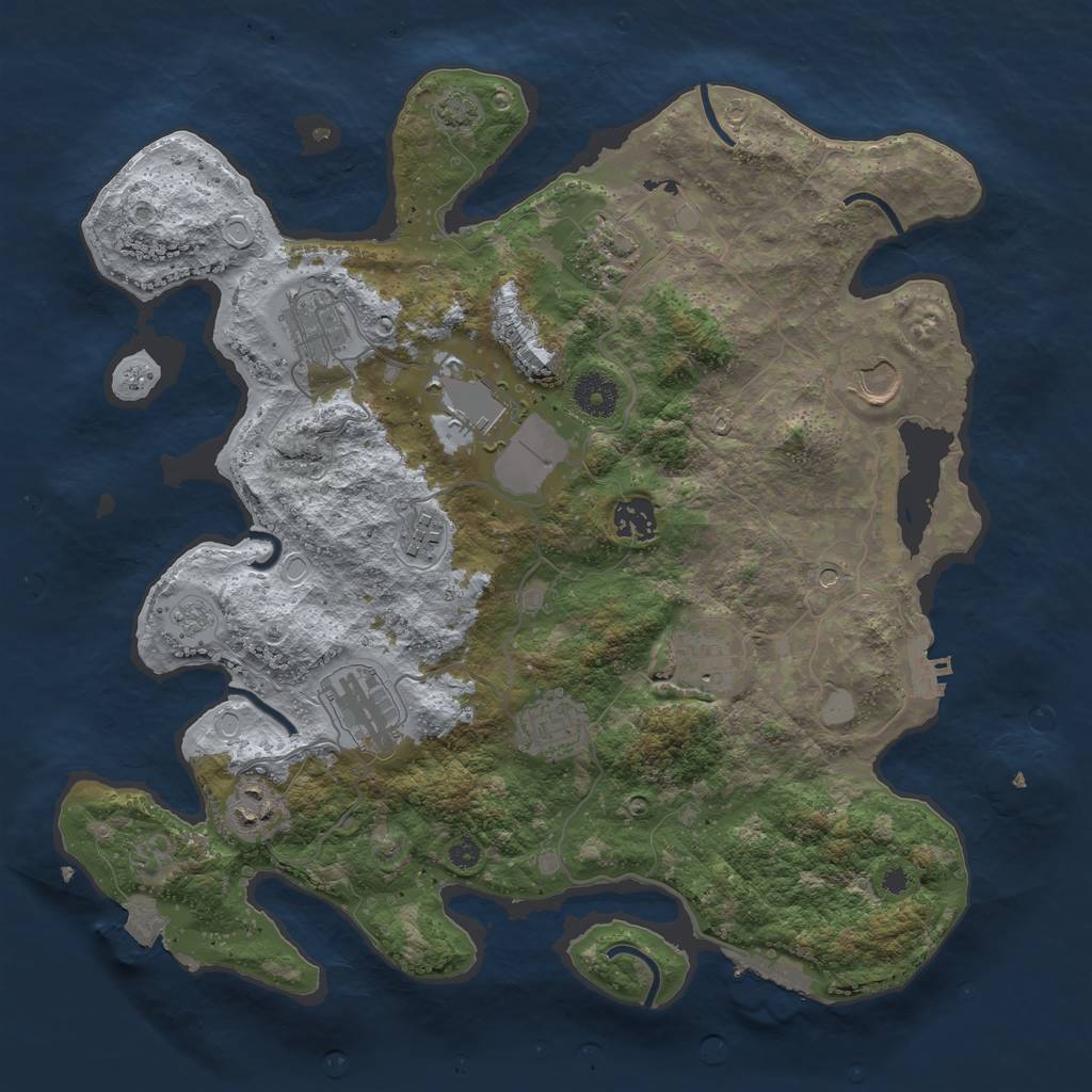 Rust Map: Procedural Map, Size: 3700, Seed: 1245337571, 18 Monuments