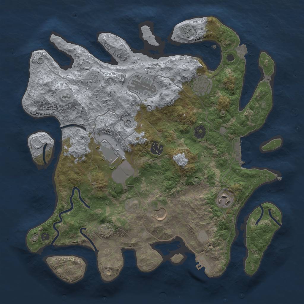 Rust Map: Procedural Map, Size: 3500, Seed: 380027588, 15 Monuments