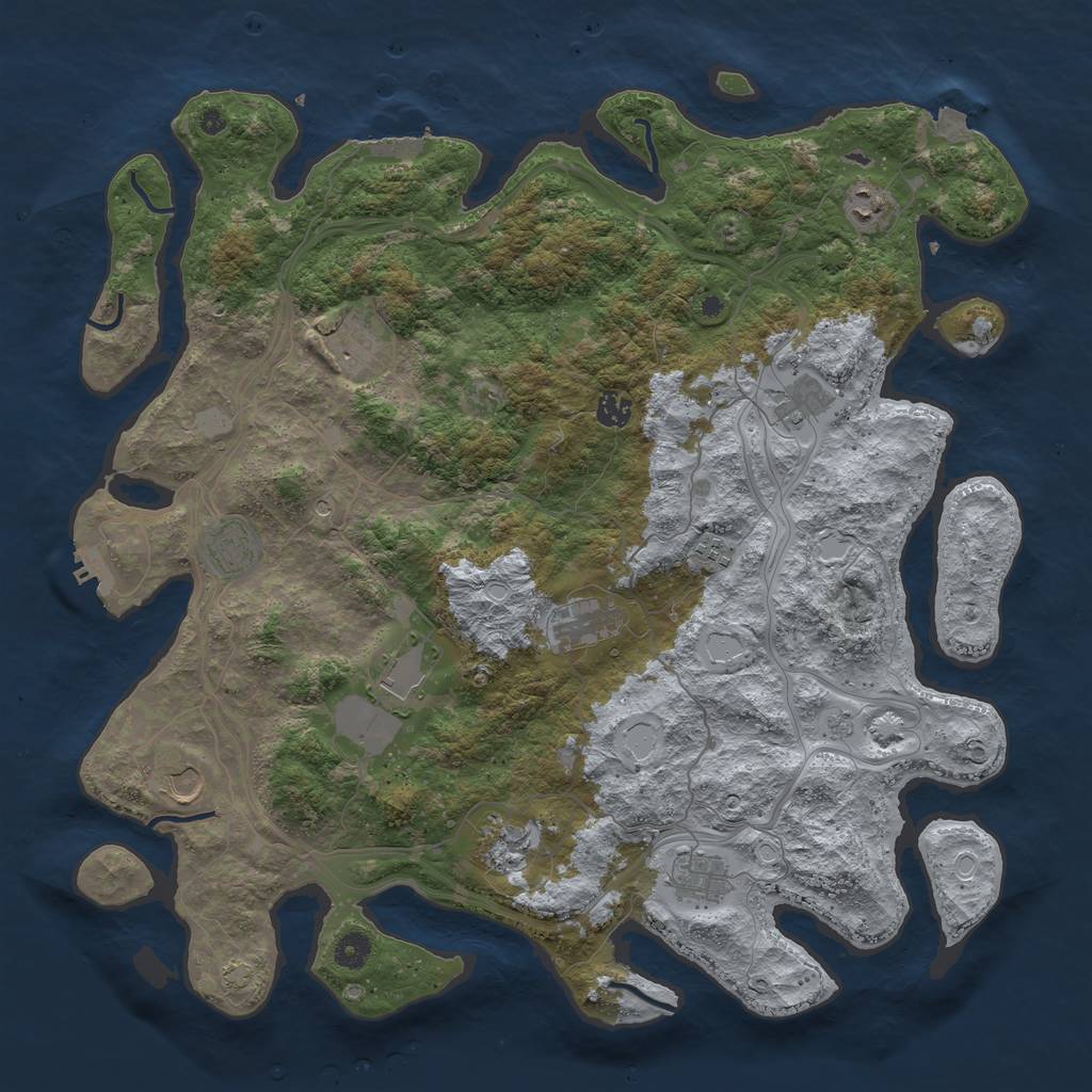 Rust Map: Procedural Map, Size: 4500, Seed: 1243333097, 19 Monuments