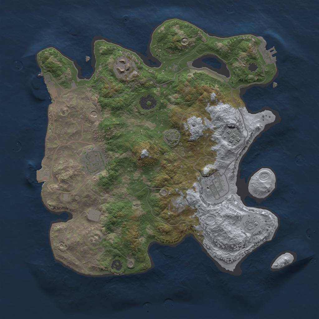 Rust Map: Procedural Map, Size: 3000, Seed: 390047282, 12 Monuments