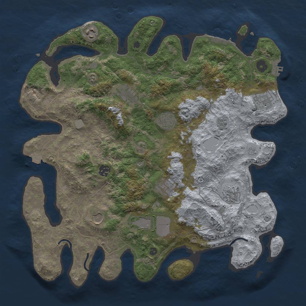 Rust Map: Procedural Map, Size: 4000, Seed: 2114644871, 18 Monuments