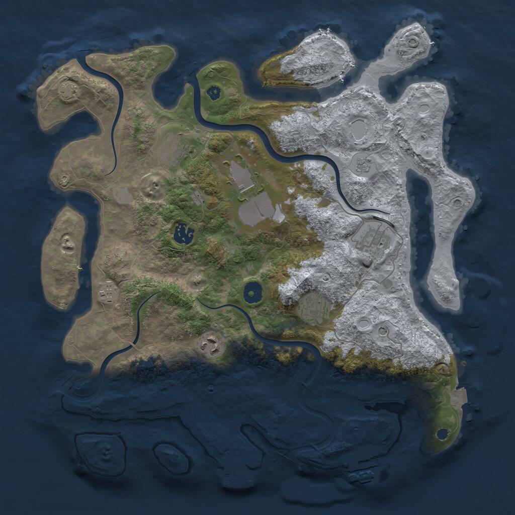 Rust Map: Procedural Map, Size: 3750, Seed: 906811355, 13 Monuments