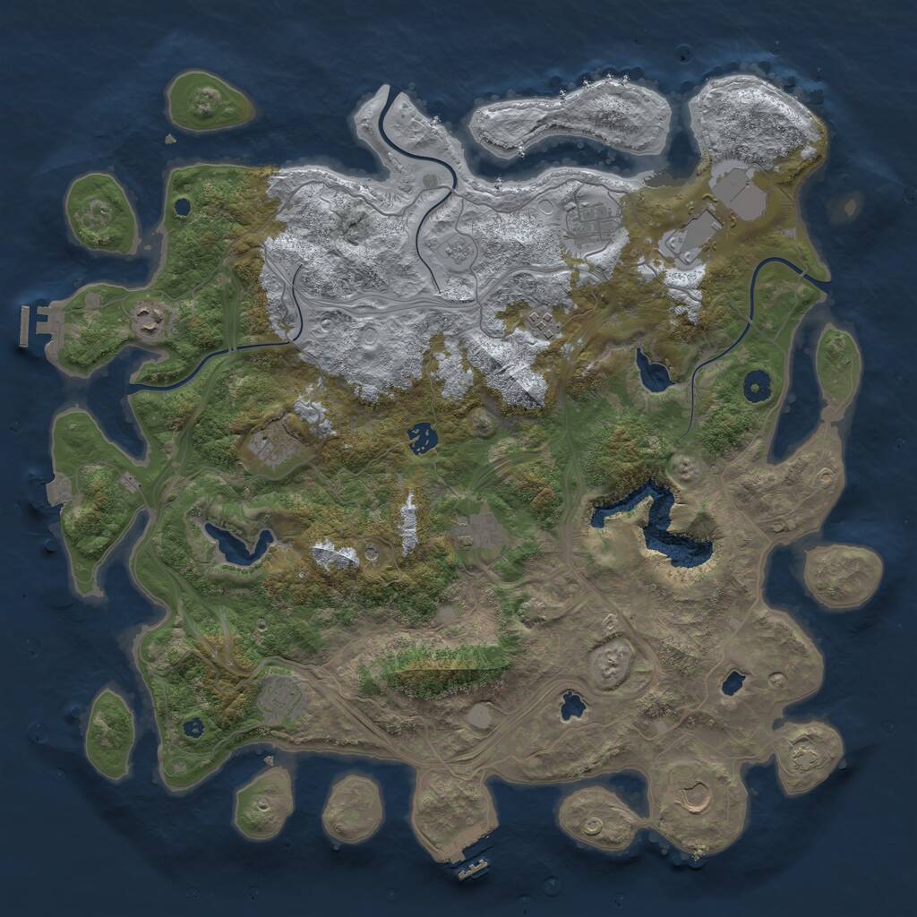 Rust Map: Procedural Map, Size: 4500, Seed: 1249763591, 15 Monuments