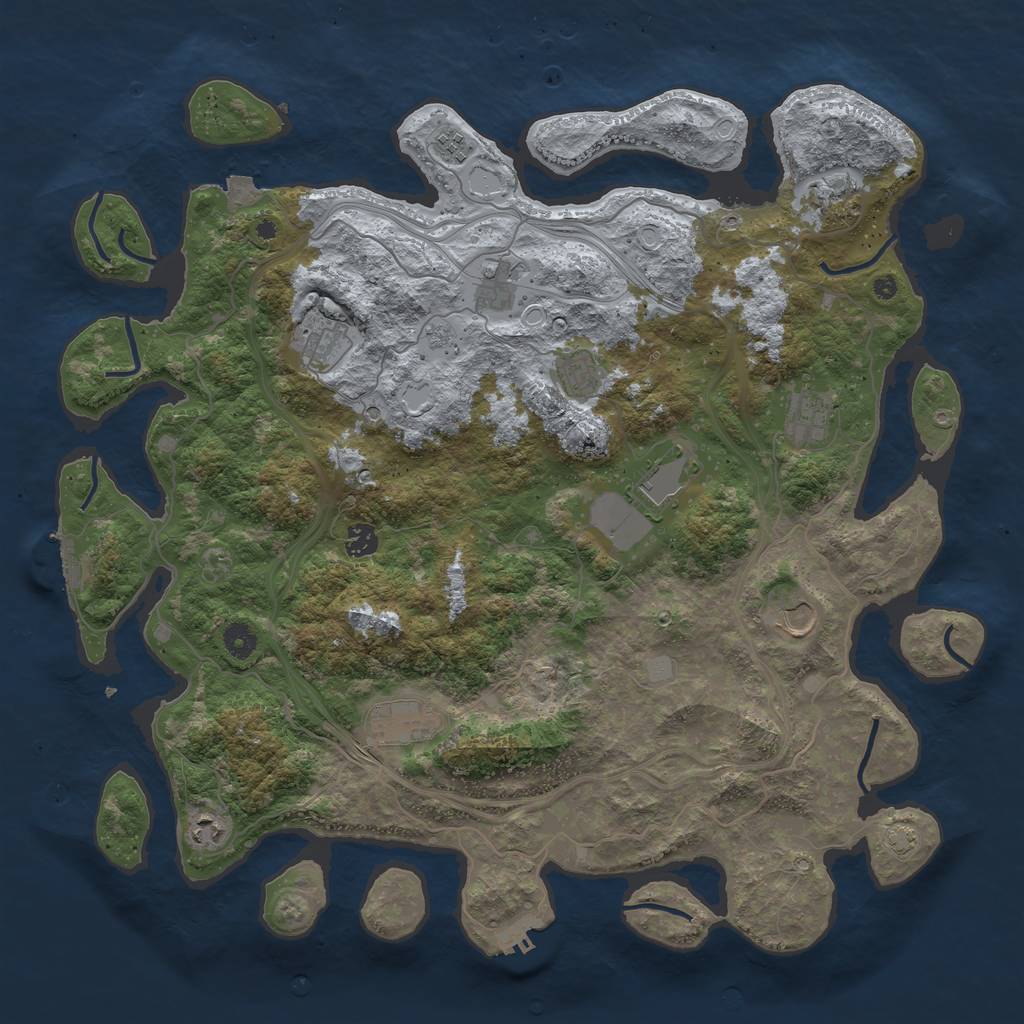 Rust Map: Procedural Map, Size: 4500, Seed: 1249763591, 19 Monuments