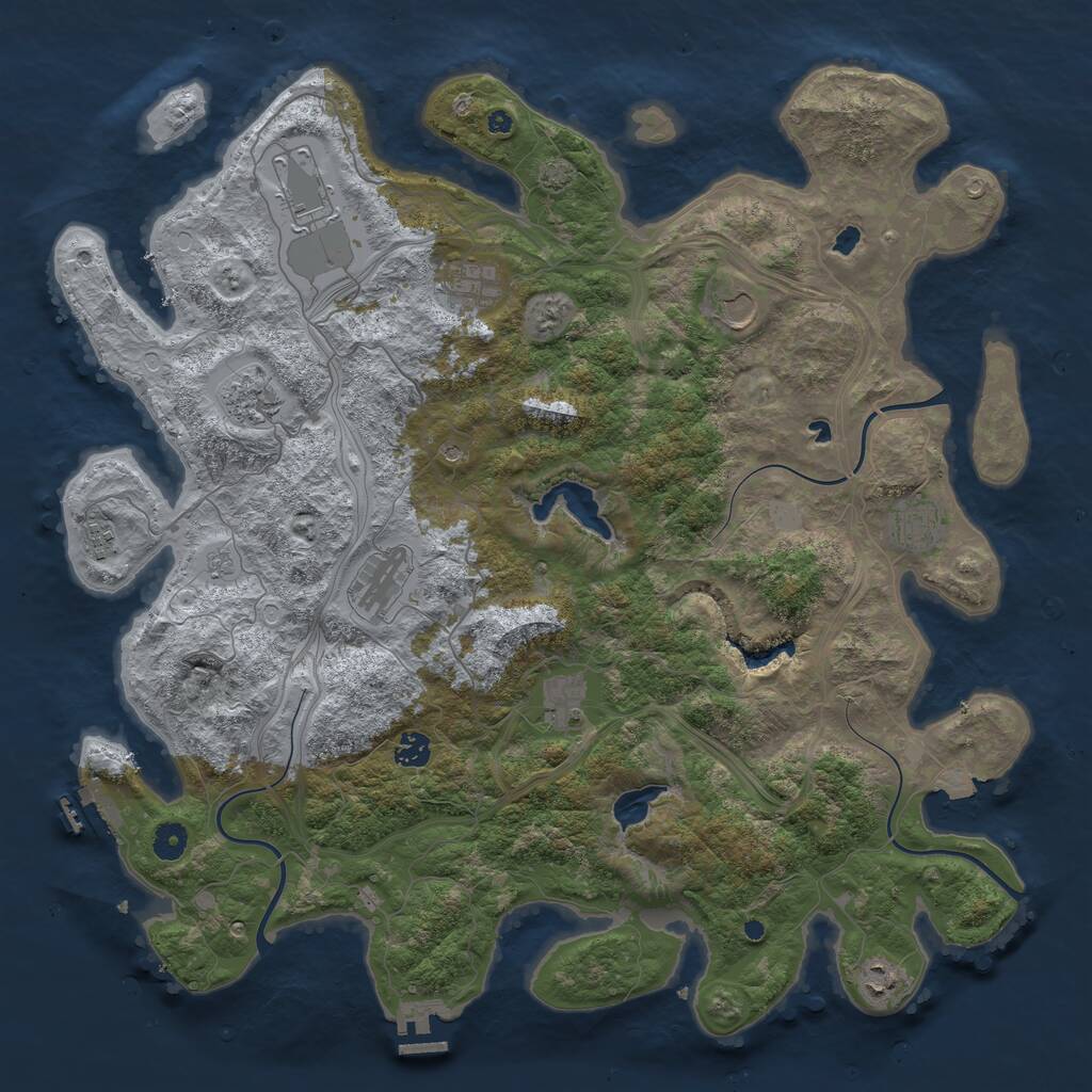 Rust Map: Procedural Map, Size: 4500, Seed: 28219956, 16 Monuments