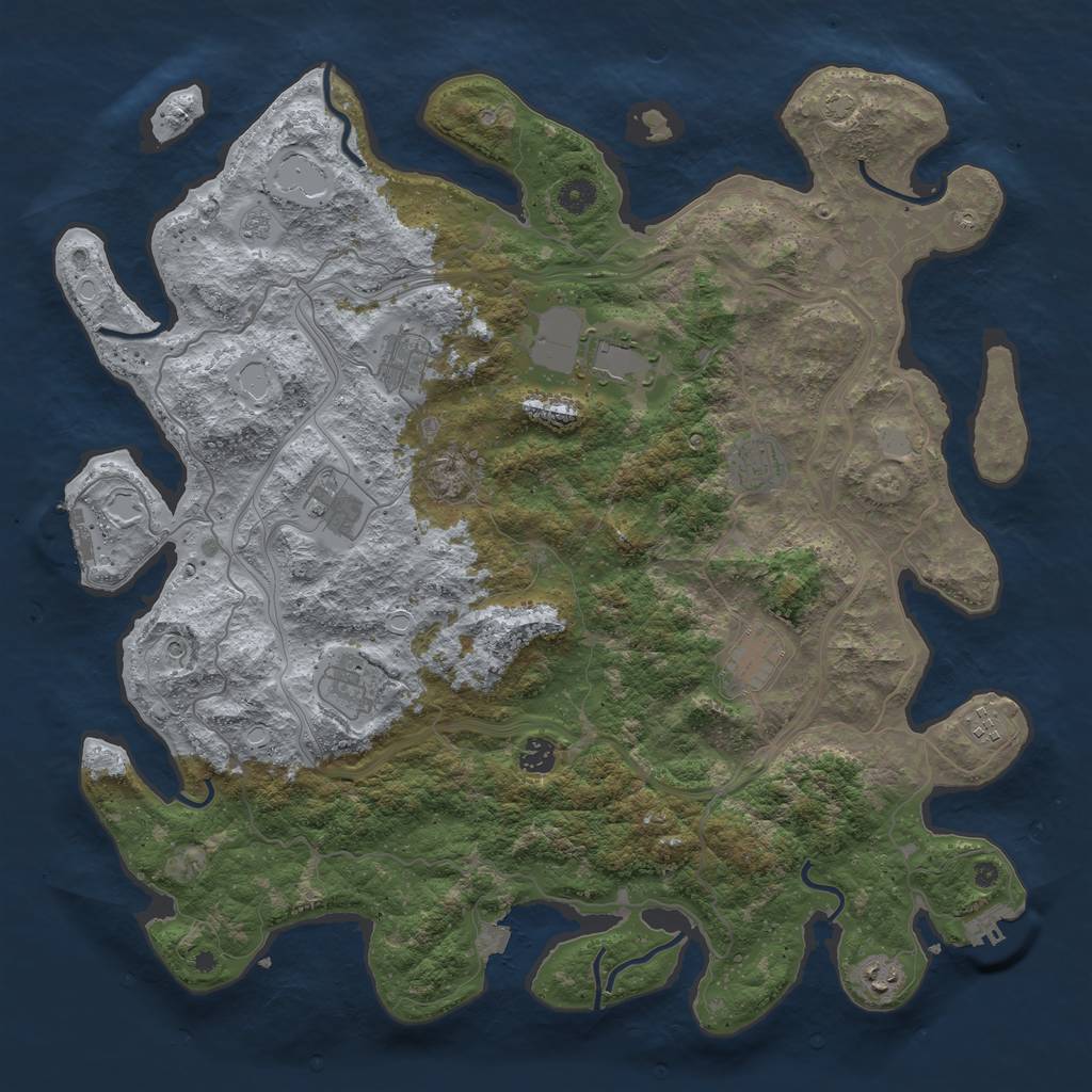 Rust Map: Procedural Map, Size: 4500, Seed: 28219956, 17 Monuments