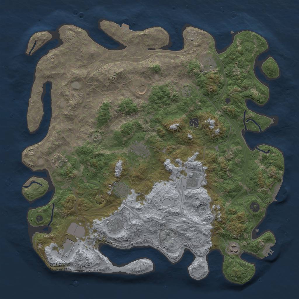 Rust Map: Procedural Map, Size: 4500, Seed: 1509539787, 19 Monuments