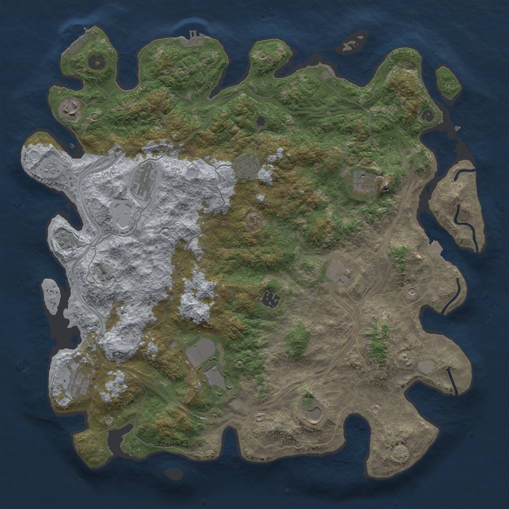 Rust Map: Procedural Map, Size: 4500, Seed: 1320458338, 18 Monuments