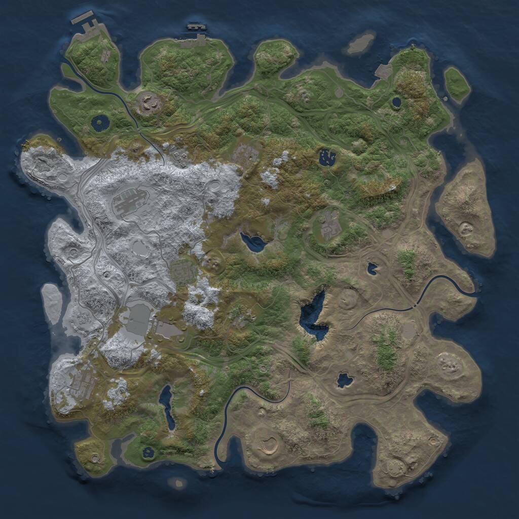 Rust Map: Procedural Map, Size: 4500, Seed: 1320458338, 17 Monuments