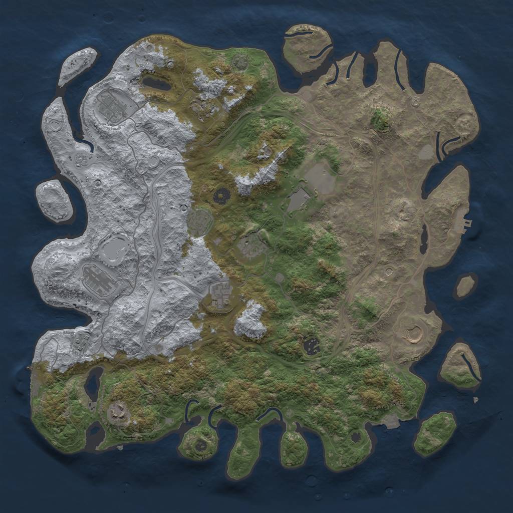 Rust Map: Procedural Map, Size: 4500, Seed: 1113271565, 19 Monuments