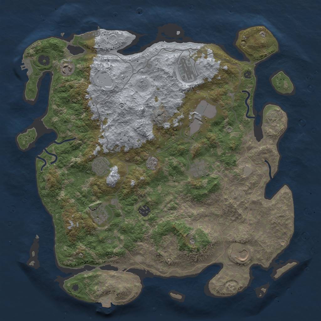 Rust Map: Procedural Map, Size: 4200, Seed: 843184, 17 Monuments