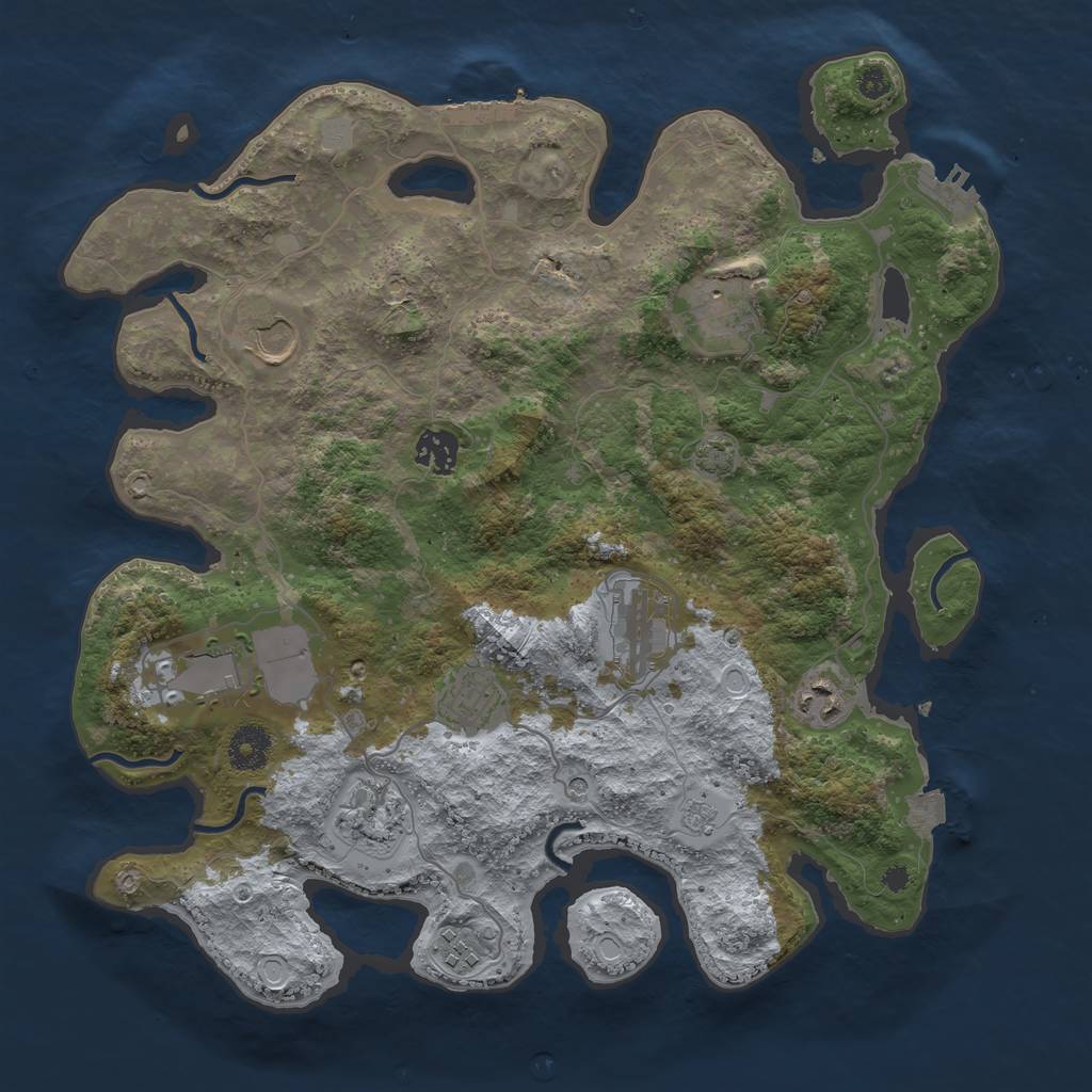 Rust Map: Procedural Map, Size: 3650, Seed: 45495385, 17 Monuments