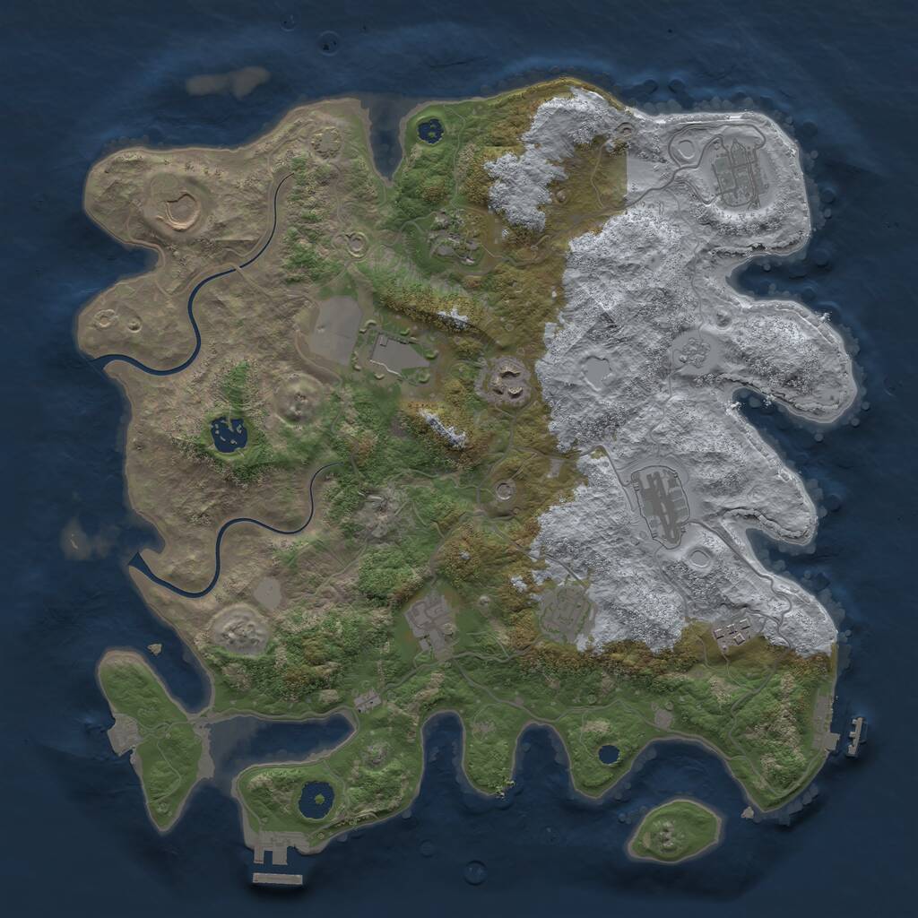 Rust Map: Procedural Map, Size: 3750, Seed: 10236187, 16 Monuments