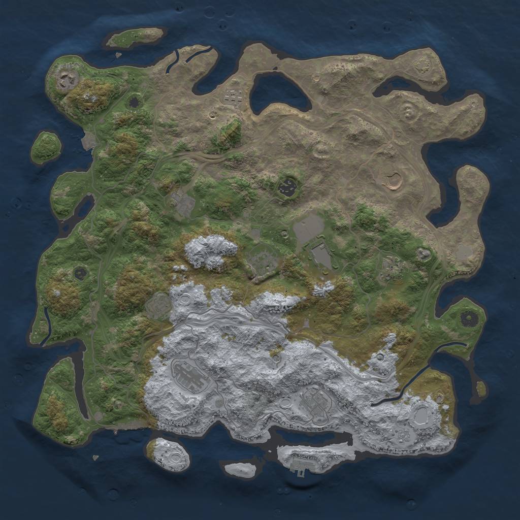 Rust Map: Procedural Map, Size: 4500, Seed: 1016196301, 19 Monuments