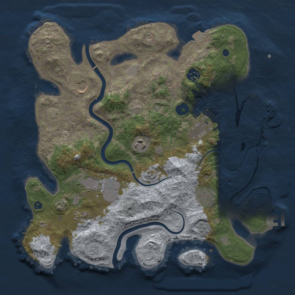Rust Map: Procedural Map, Size: 3500, Seed: 86885818, 14 Monuments