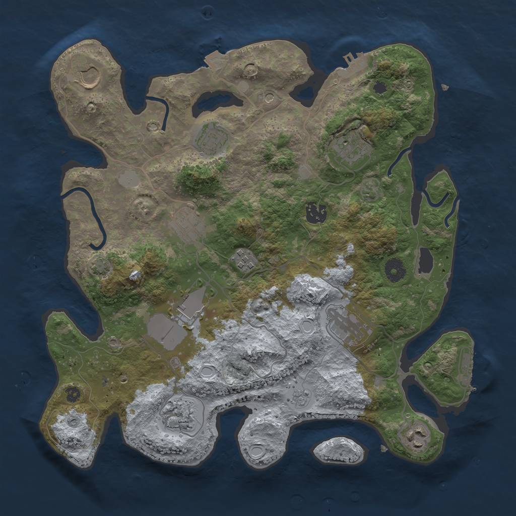 Rust Map: Procedural Map, Size: 3500, Seed: 86885818, 18 Monuments