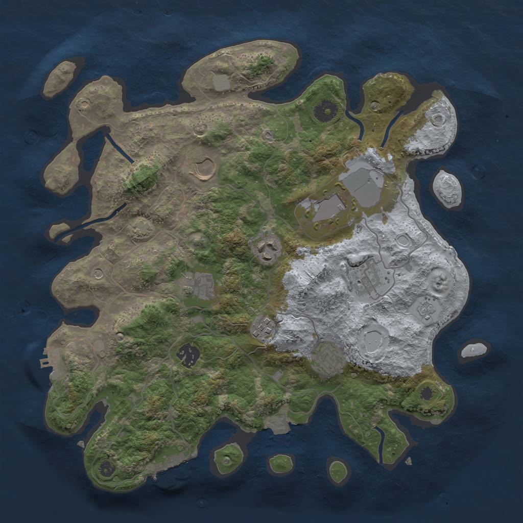 Rust Map: Procedural Map, Size: 3500, Seed: 76896834, 16 Monuments