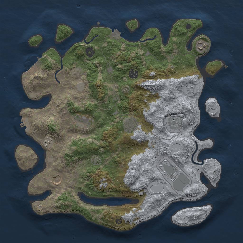 Rust Map: Procedural Map, Size: 3800, Seed: 96505576, 16 Monuments