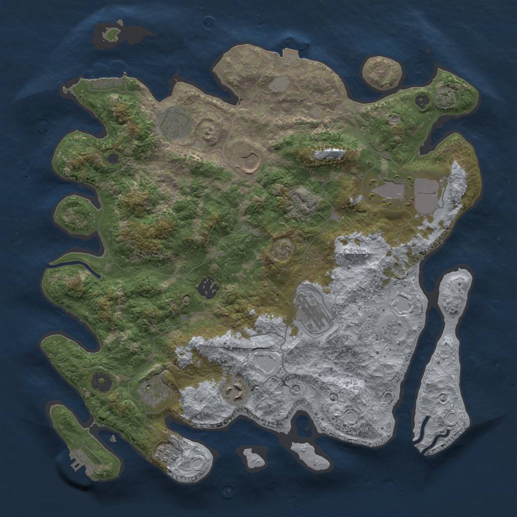 Rust Map: Procedural Map, Size: 3800, Seed: 41736752, 16 Monuments