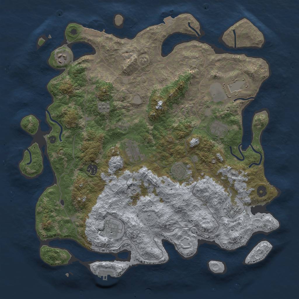 Rust Map: Procedural Map, Size: 4100, Seed: 59180166, 17 Monuments