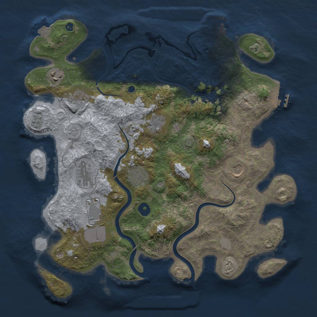 Rust Map: Procedural Map, Size: 3800, Seed: 78135549, 14 Monuments
