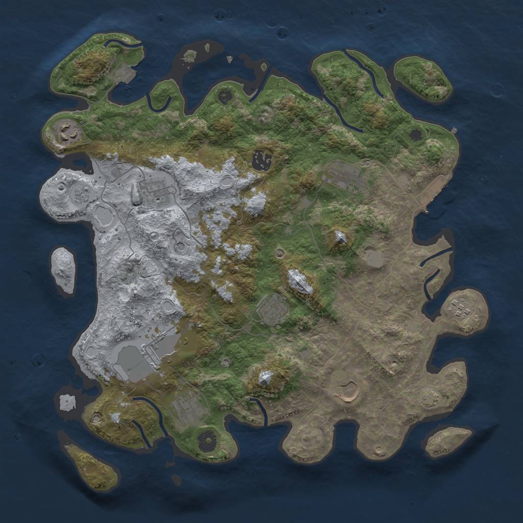 Rust Map: Procedural Map, Size: 3800, Seed: 78135549, 16 Monuments