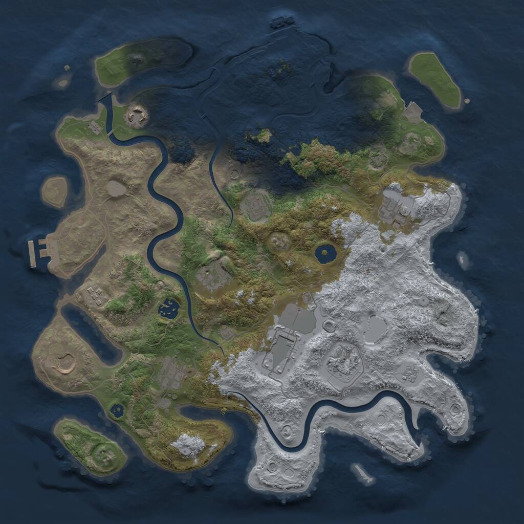 Rust Map: Procedural Map, Size: 3900, Seed: 19096323, 16 Monuments