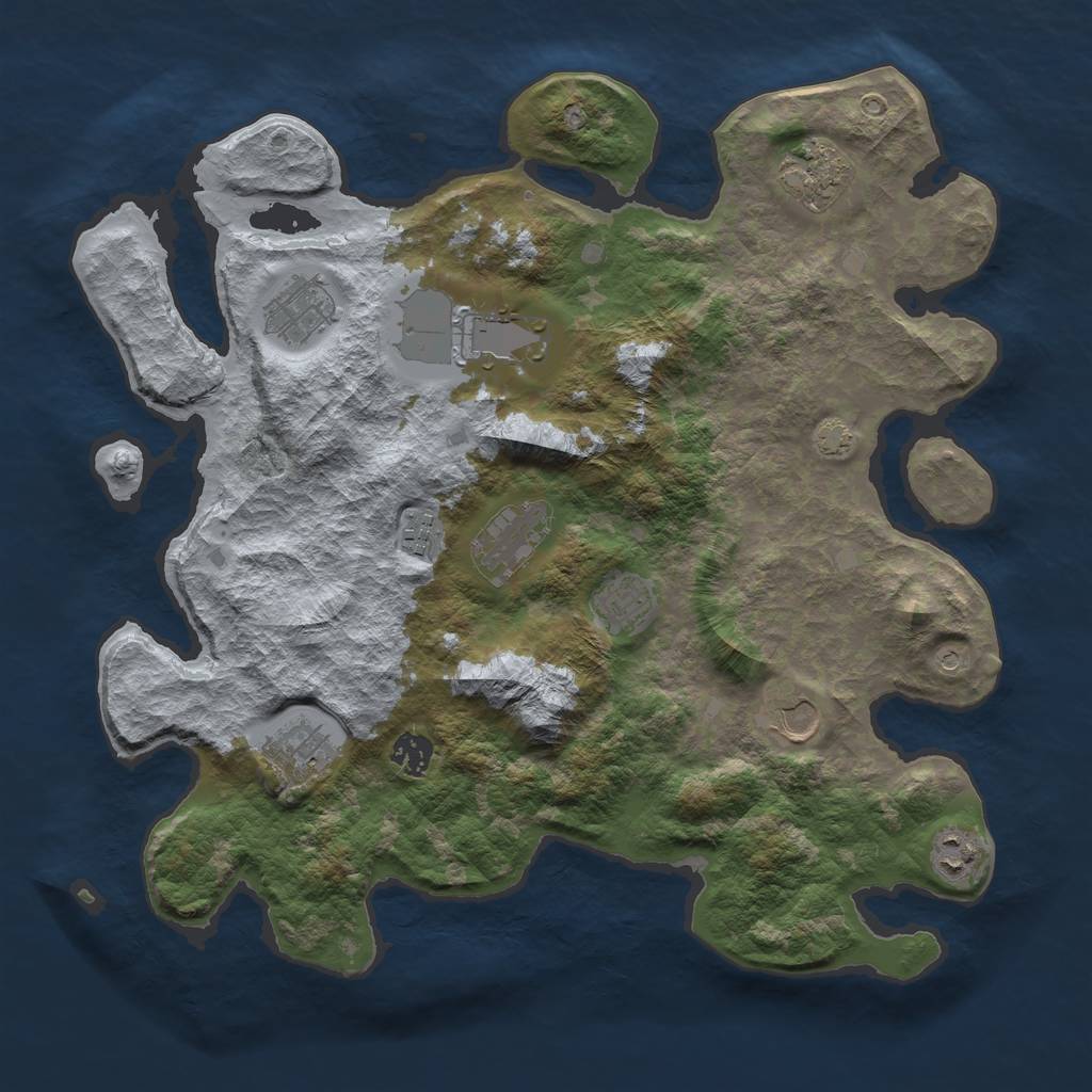 Rust Map: Barren, Size: 3900, Seed: 11619511, 14 Monuments