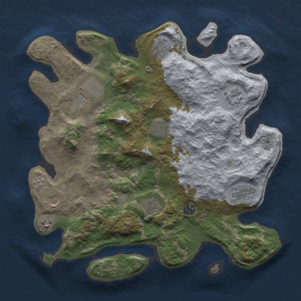 Rust Map: Barren, Size: 3700, Seed: 48503, 14 Monuments